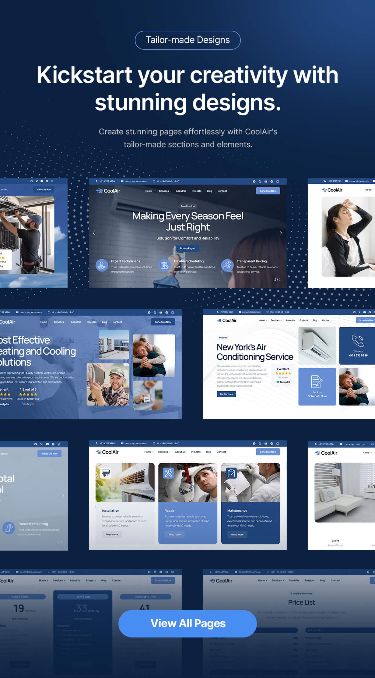 Air Conditioning & Heating HVAC Service Website Template - CoolAir