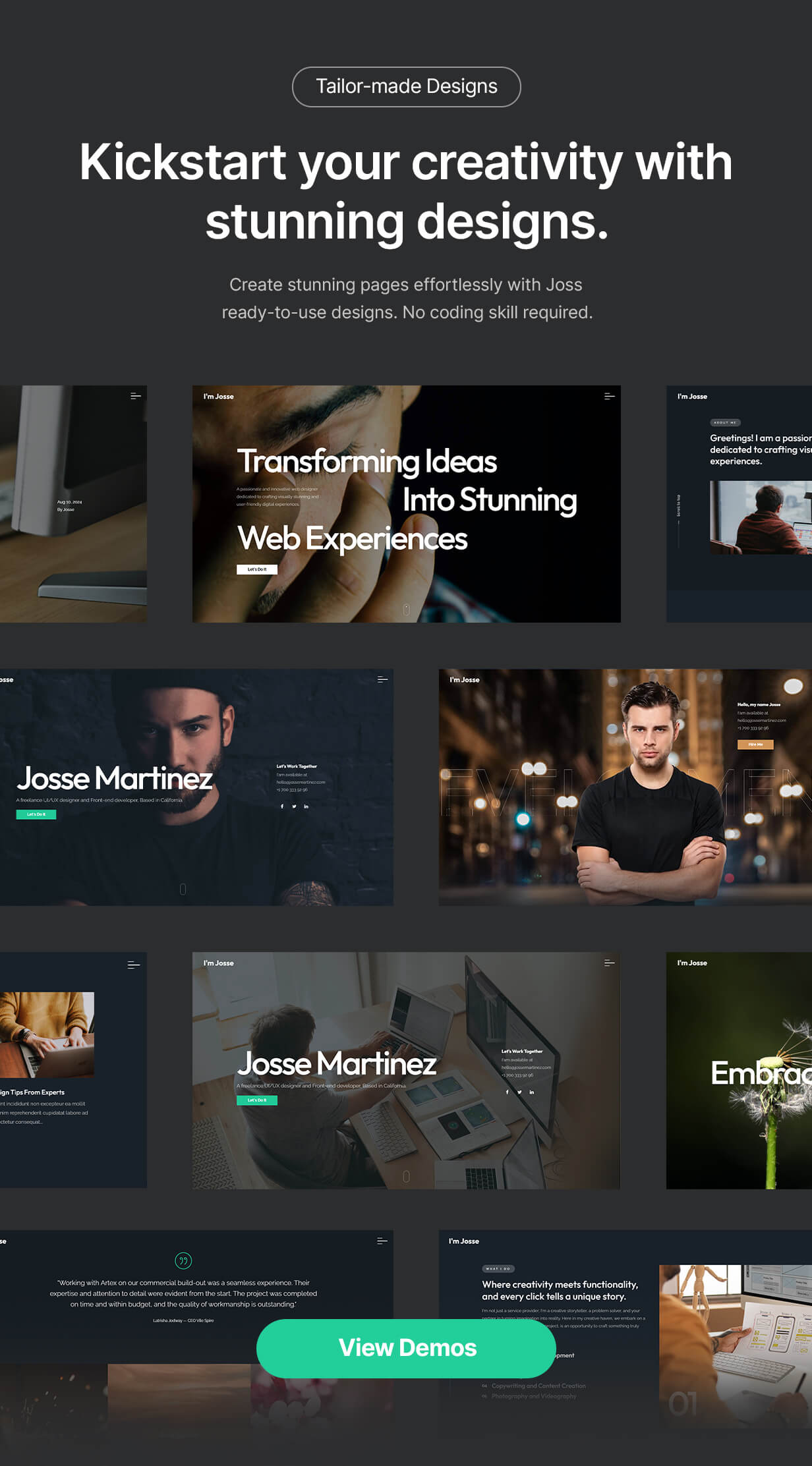 Joss - Personal Portfolio CV Resume One Page Template