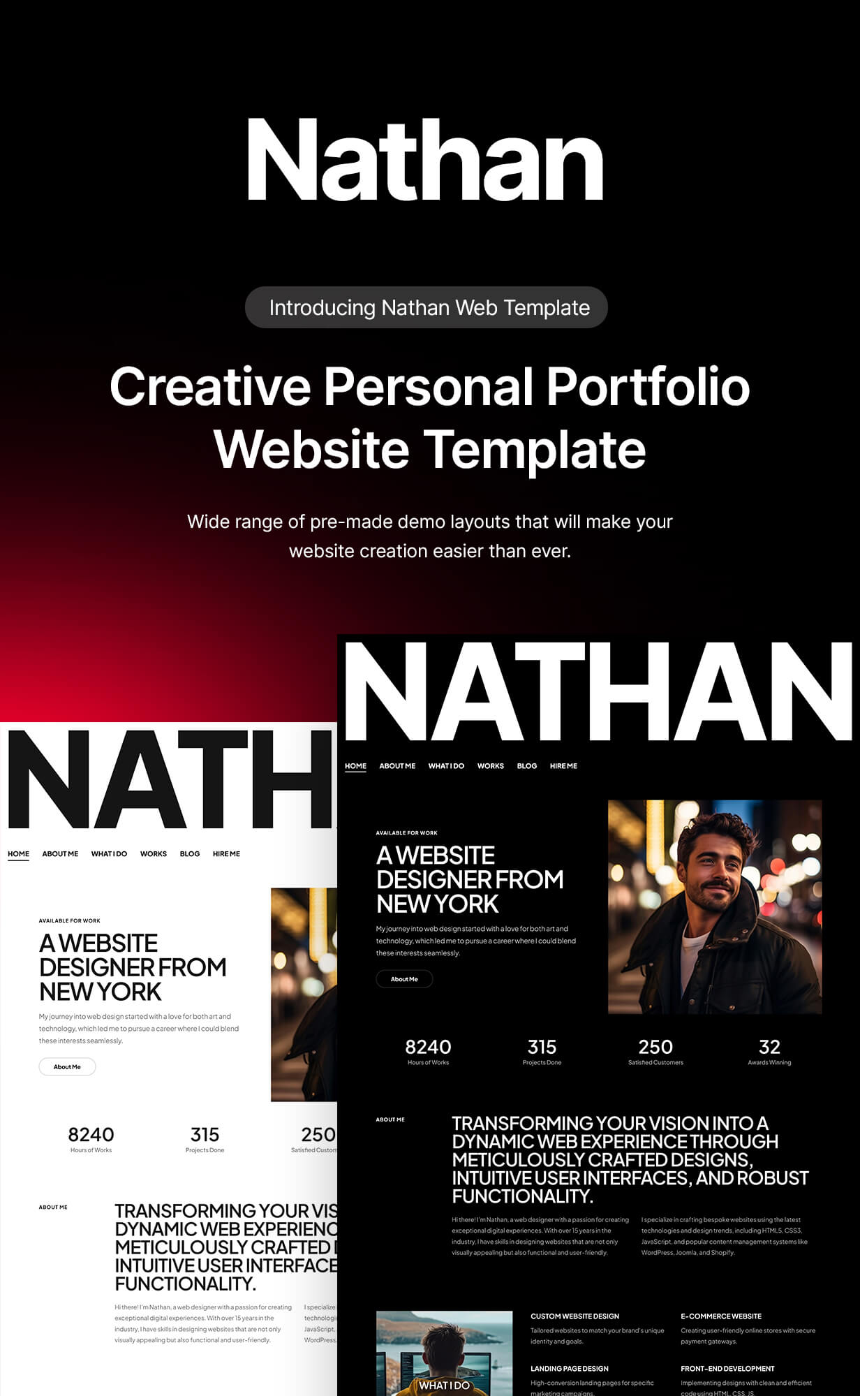 Personal Resume CV Portfolio Website Template - Nathan