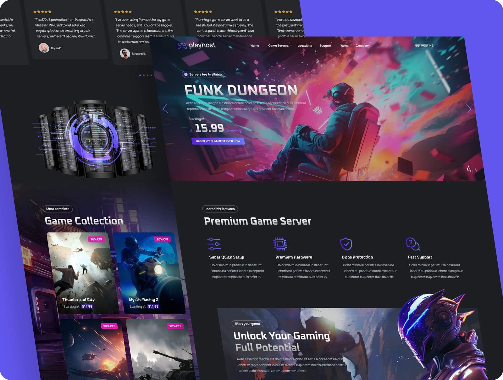 Game Hosting Server Website Template - Playhost